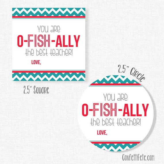 O-Fish-Ally Tags Best Teacher Tag Teacher Gift Tags Teacher