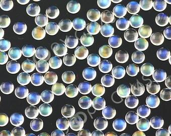 Rainbow Moonstone Cabochon 3mm round, AAA grade - 1 cab