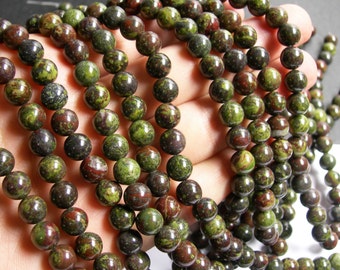Dragons blood jasper - 8mm round beads - full strand - 48 beads - RFG327