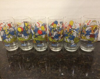 Set of 6 Smurf Glasses
