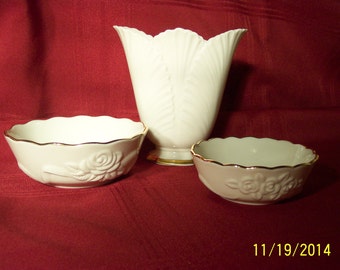 Lenox China Vase and 2 Bowls
