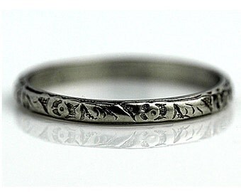 Platinum Antique Filigree Wedding Band Platinum Antique Wedding Ring Art Deco Wedding Band Ring Size 6.75!