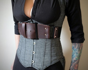 Real Leather Chest Belt - Brown/Black - steampunk - burning man - festivals - apocalypse, Please read Description for size