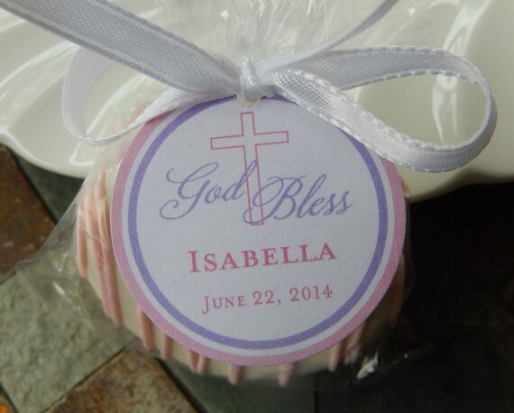 God Bless Cross Baptism or First Communion Favor Tags - For Cake Pops ...