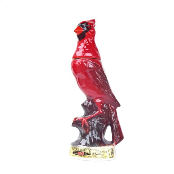 Jim Beam bottle decanter Kentucky Cardinal Beamstrophy red