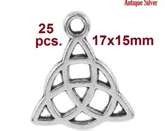 25pcs. Antique Silver Celtic Knot Charms Pendants - 17x15mm