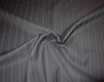 Midnight Blue Tropical Pinstripe Wool Blend Fabric--One Yard