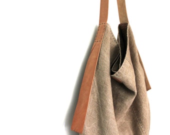 Handmade Belgian Linen Slouch Bag - Sun Kissed Chaparral