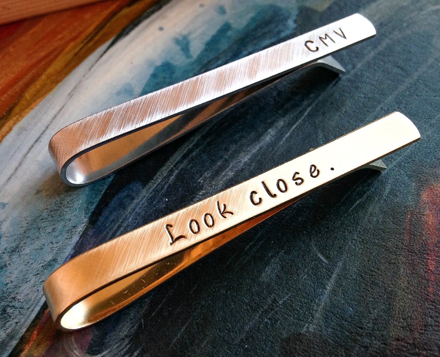 Custom Tie Bar Personalized Tie bar Hand by BlueCornerCreasigns