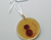Petri Dish Ornament G11: Gold with Kitty Microbe
