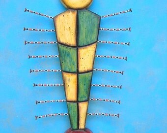 Welcome II, Original Found Object Wall Sculpture, Wood Carving, Wall Decor, Abstract Sculpture, by Fig Jam Studio