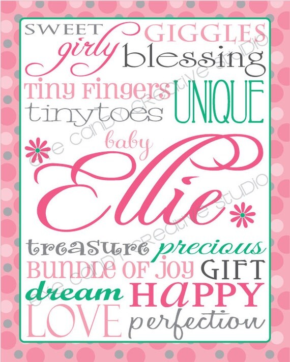 SUBWAY ART for BABY - printable digital Baby Shower Subway Art - custom Kid's name Il_570xn