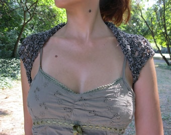 COTTON SHRUG ....Elegant Hand Knitted Summer Shrug in Gray Color