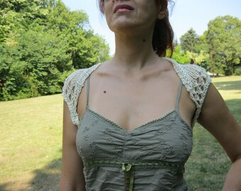 Champagne Shrug ....Elegant Hand Knitted Summer Shrug