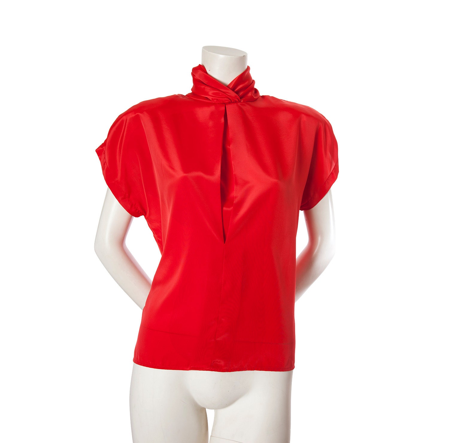 short sleeve high neck blouse