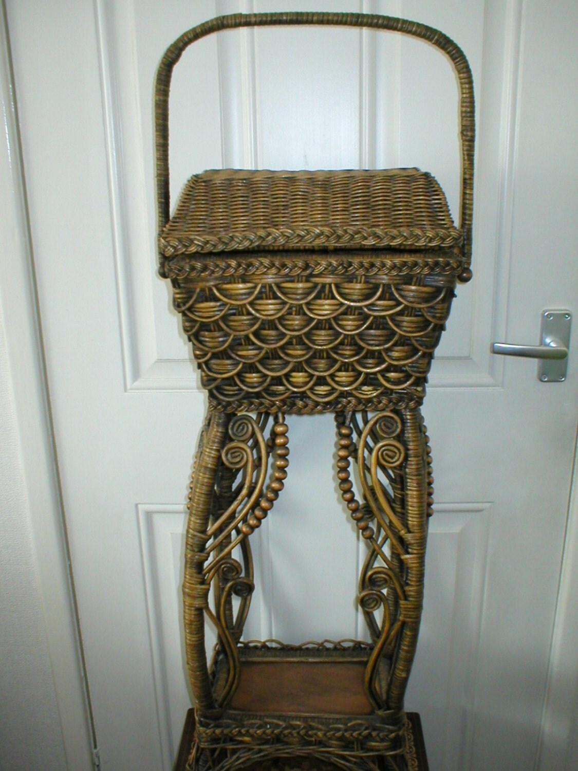 Fabulous Victorian Wicker Sewing Basket Stand Haute Juice