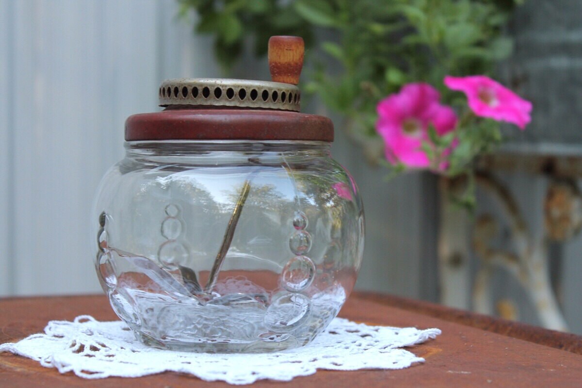 Mayonnaise Maker Vintage Depression Glass Round Beater Jar