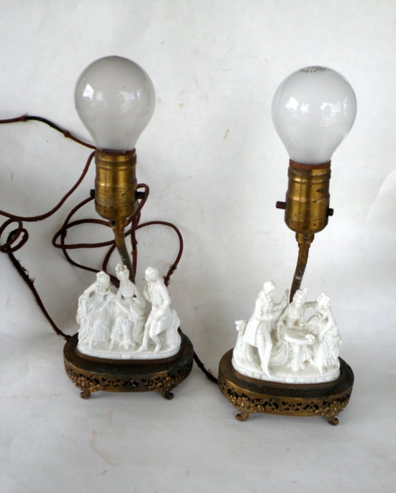 Pair Table Lamps Victorian Era Late 1800s Civil War