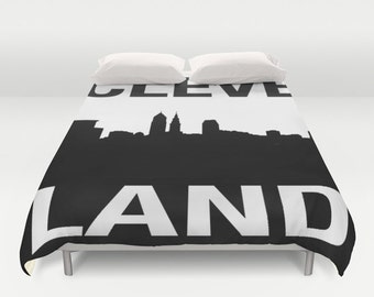 Cleveland Graphic Skyline Duvet Cover - Cle