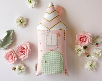 Tooth Fairy Pillow, House Pillow, Metallic Gold, Pink, Girls Children Toy Secret Door Keepsake, Special Edition