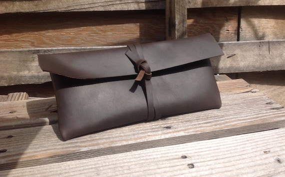 Leather Clutch in Dark Brown