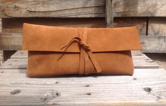 Brown Suede Clutch