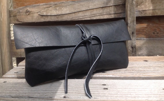 Leather Clutch in Black