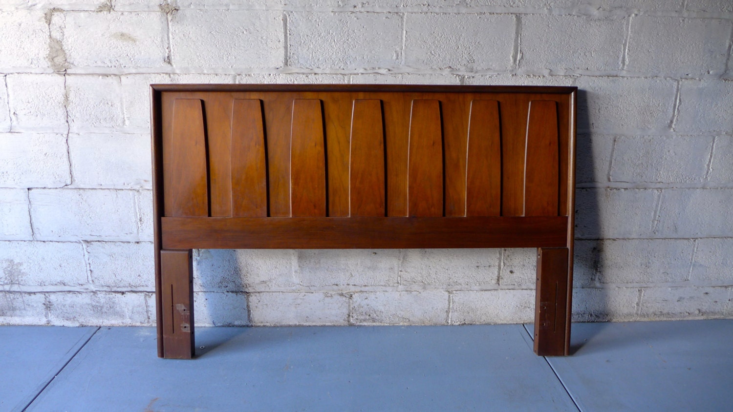 SCULPTED mid century Modern QUEEN BED headboard