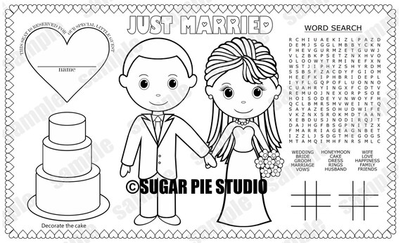 instant download printable bride groom coloring page place mat place mat activity wedding favor childrens kids placemat pdf and jpeg - Bride And Groom Coloring Pages instant download printable bride groom coloring page place mat place mat activity wedding favor childrens kids placemat pdf and jpeg - Bride And Groom Coloring Pages