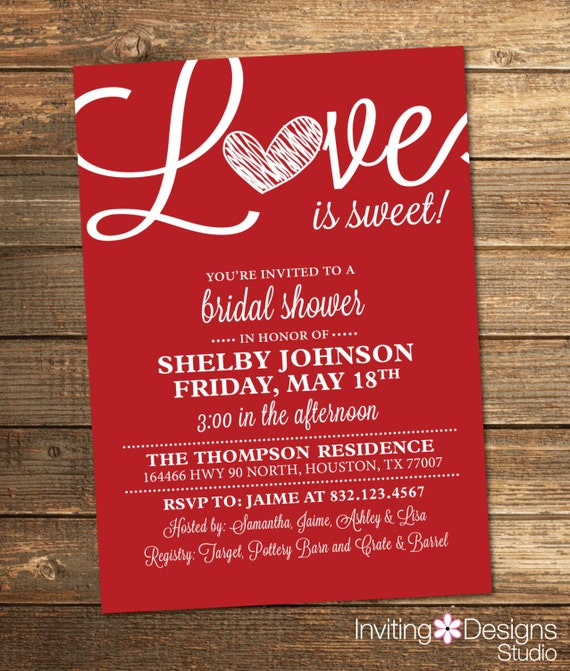 Love Is Sweet Bridal Shower Invitation Wording 6