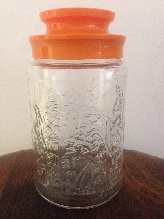 Items similar to Vintage glass tang jar • lilies of the valley jar on Etsy