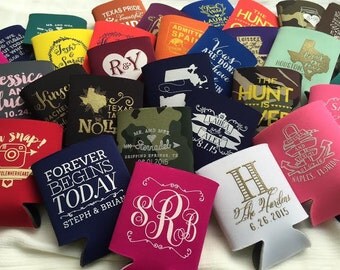 Personalized Can Cooler, Wedding Favors, Wedding Can Cooler, Custom Can Cooler, Monogrammed Can Cooler, Can Coolers