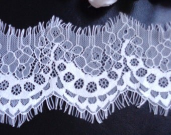 3 inches wide delicate white Eyelash Lace Trim 3 yard pieces