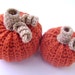 Crochet Pumpkins Halloween Thanksgiving Fall Decoration Centerpiece Shelf Sitter Burnt Orange Set of 2
