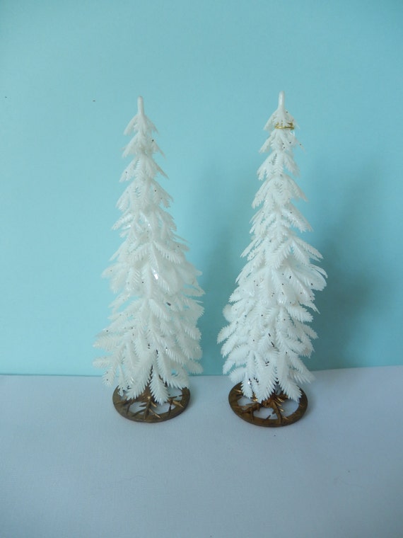 vintage miniature christmas trees white with glitter 2 vintage miniature christmas trees white with glitter 2