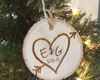 Rustic Christmas Ornament, Tree Slice Christmas Ornament, Wedding Christmas Ornament, Rustic Wedding, Rustic Christmas, Wedding Tree Slice