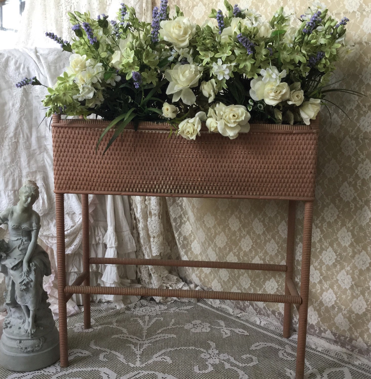 Vintage Heywood Wakefield Wicker Plant Stand Wicker Flower