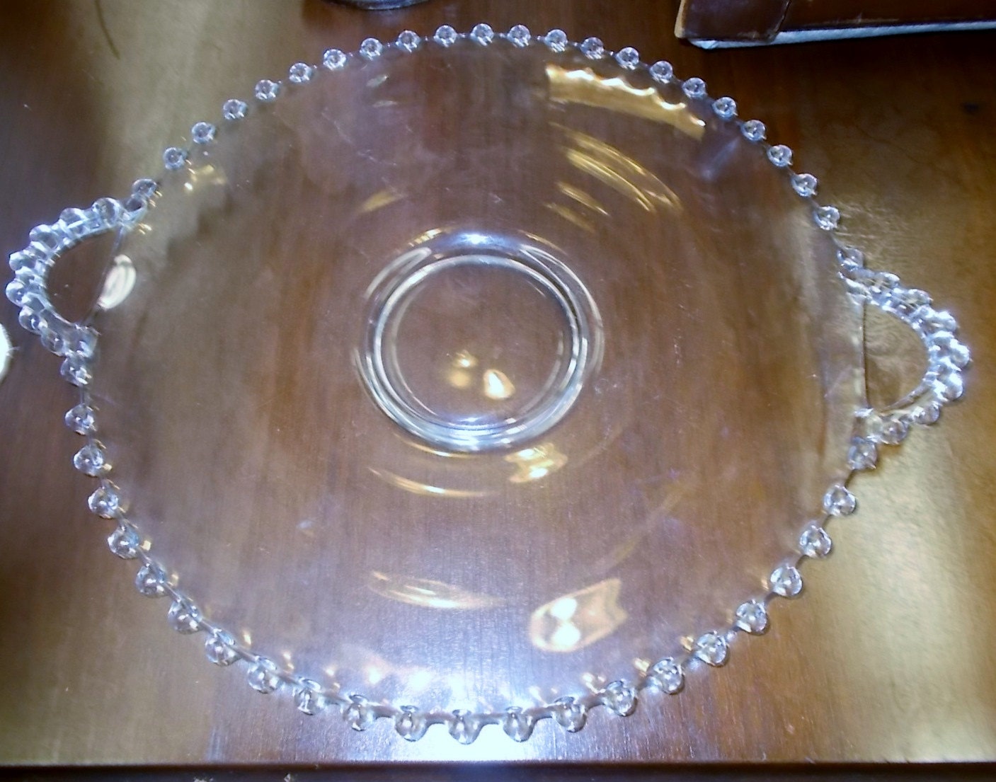 Candlewick Sandwich Tray Imperial Glass Serving Platter Beaded