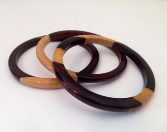 Geometric Wood Bangles (Set of 3)