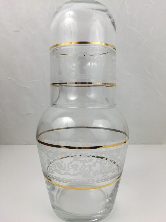 Glass Bedside Water Carafe and Glass Set Guest Bedroom Decor