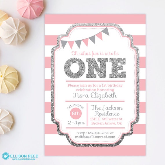 Pink And Silver Birthday Invitations 9