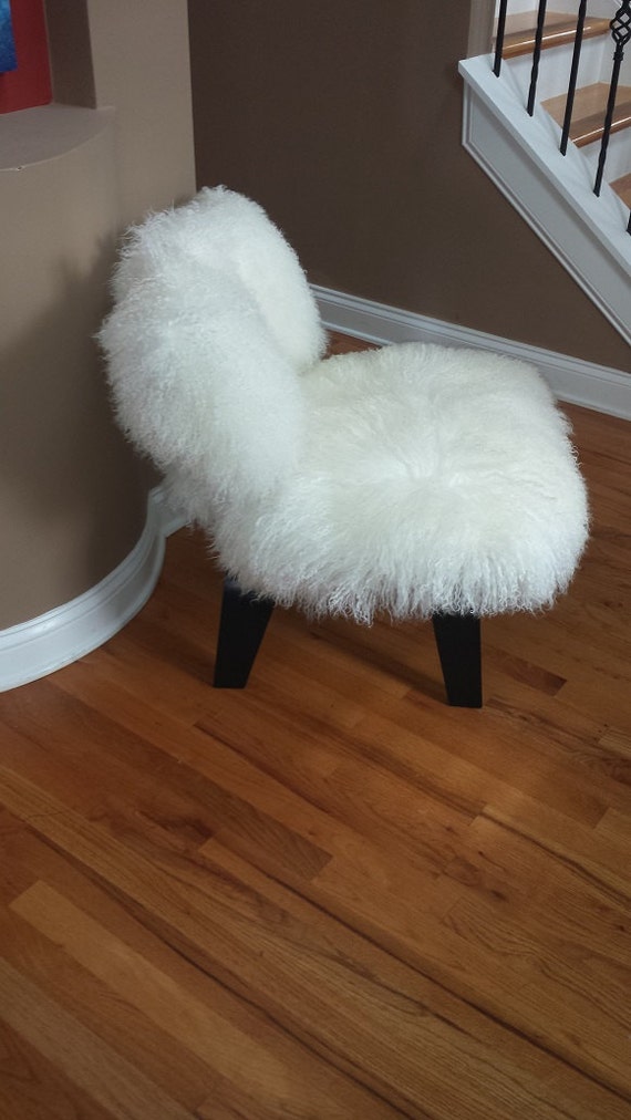 Mongolian Lamb Chair Eames Style Sheepskin by AvAFluffAndStuff