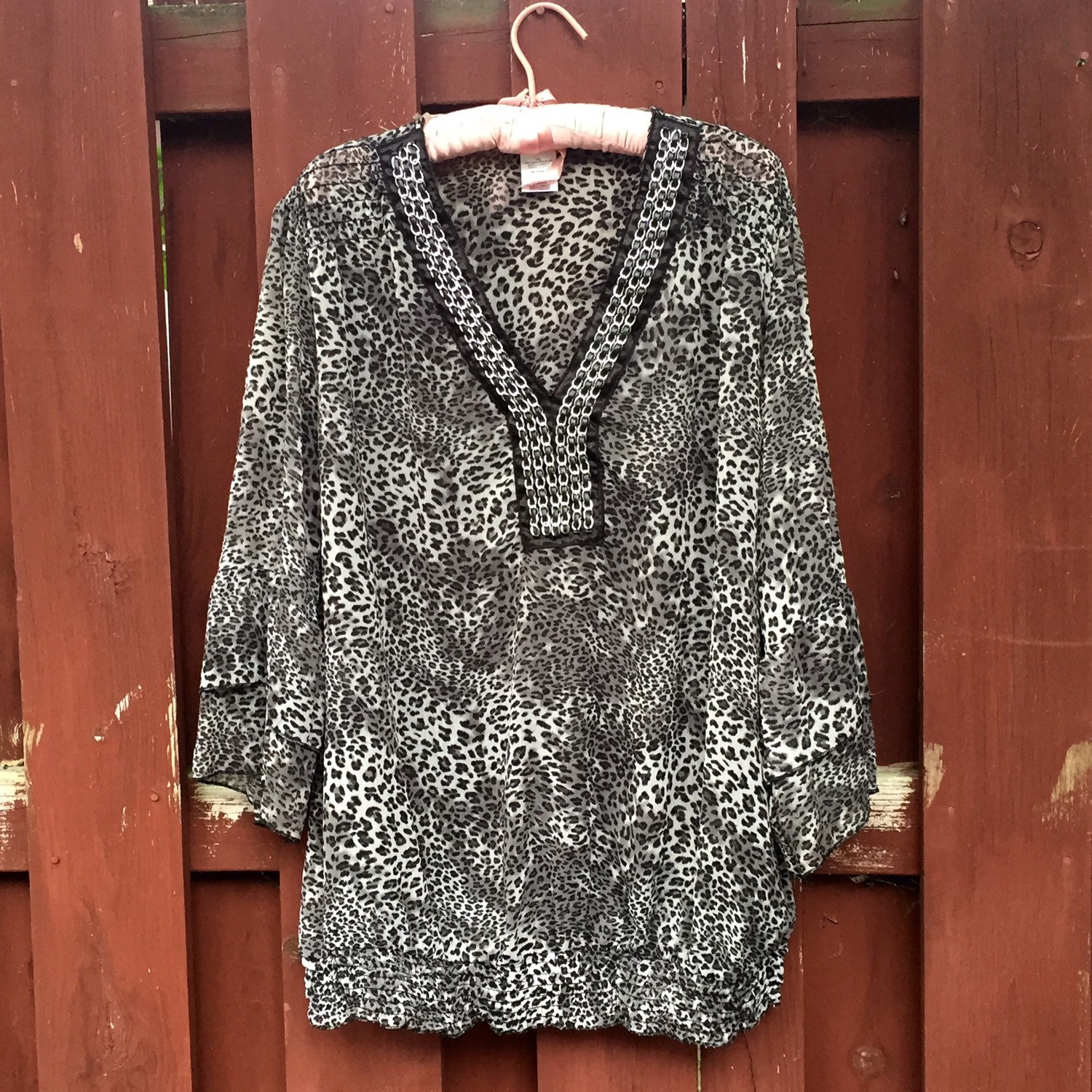 Vintage Plus Size Leopard Print Top / Sheer by vintagepoetic