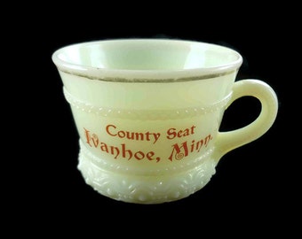 Antique Heisey Custard Glass Cup or Mug EAPG Souvenir Ivanhoe Minnesota