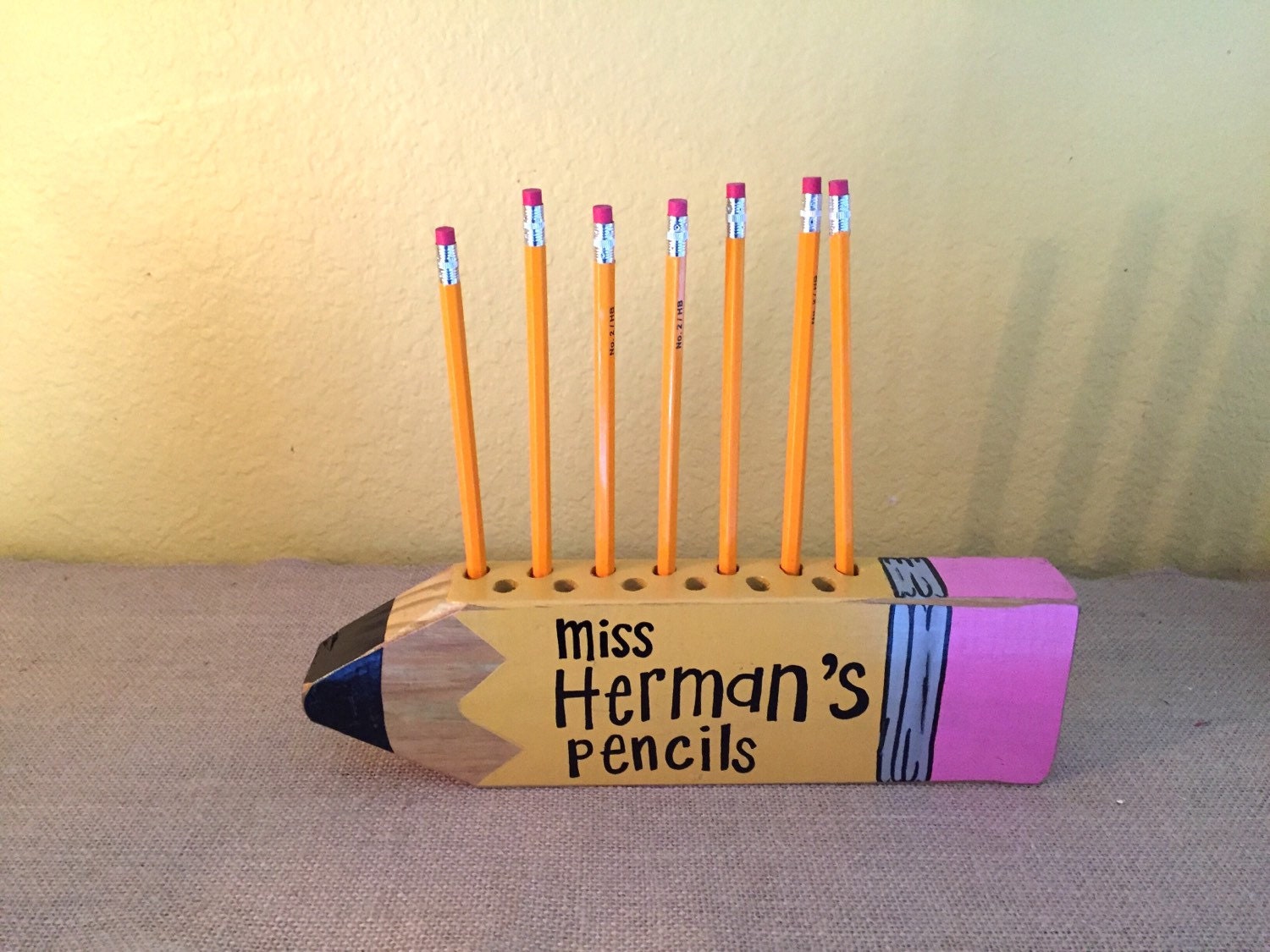 Personalized Teacher Gift Wooden Pencil Holder