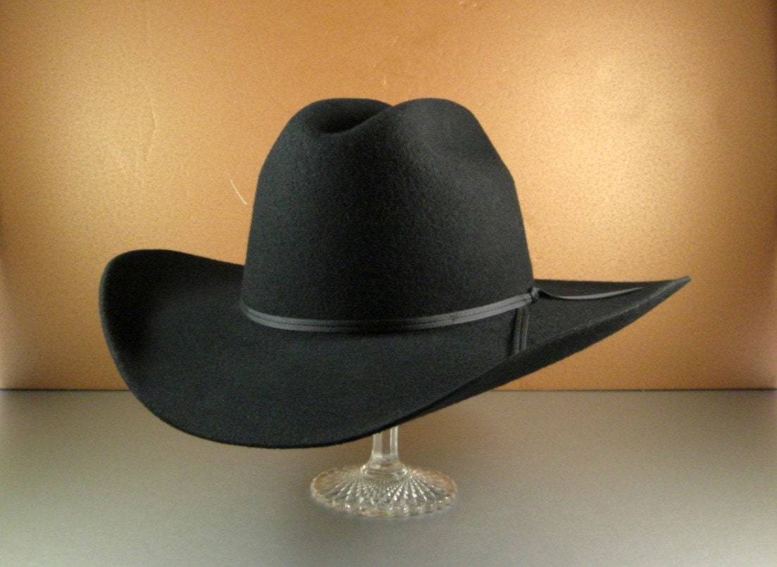 Mens Black Felt Western Cowboy Hat Resistol Size 7 38 1388