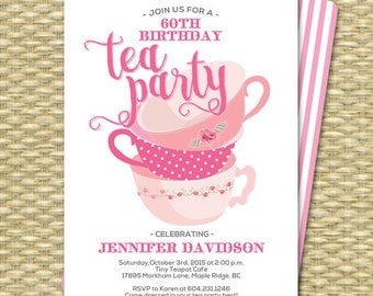 Birthday Tea Party Invitations Birthday Tea Party Invitation Birthday Tea Party 60th Birthday Any Age Birthday High Tea Afternoon Tea