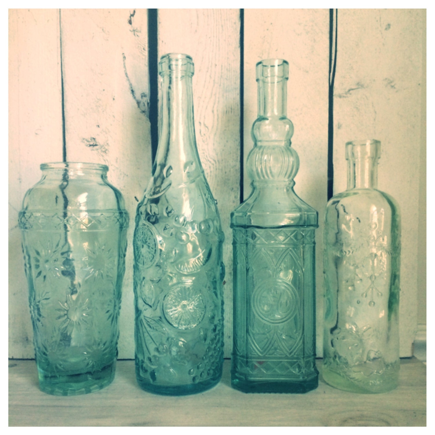 Vintage Green Glass Bottles 68