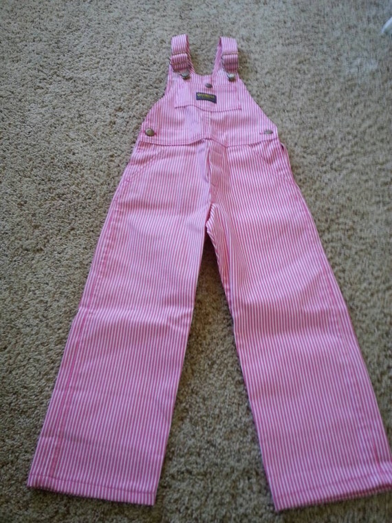 Vintage 80's NOS Oshkosh pink striped overalls, size 5, Whipper Snappers, original tag still on it