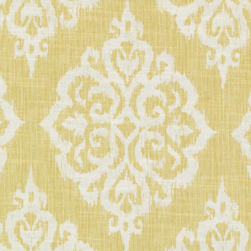 Yellow Woven Damask Upholstery Fabric Large Scale Medallion